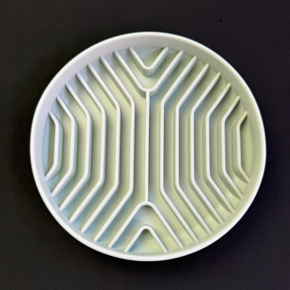 Silicone Slow Feeder Dog Bowl Insert Mint Green Suction Base Stop Bloat Maze 7in